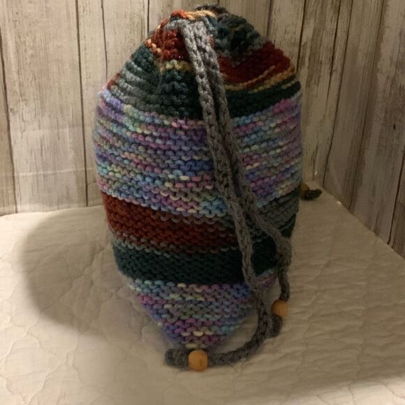 Handmade Colorful Crochet Knit Drawing Handbag - Picture 7 of 16